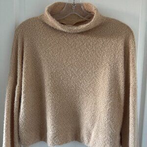 Cropped mockneck tan sweater